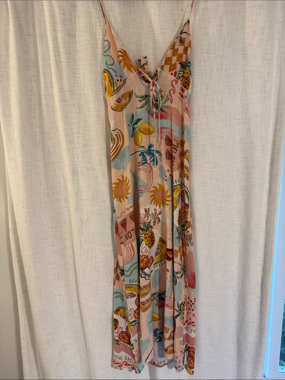 Sleeveless Blush Pink Multi-Print Summer Slip Dress